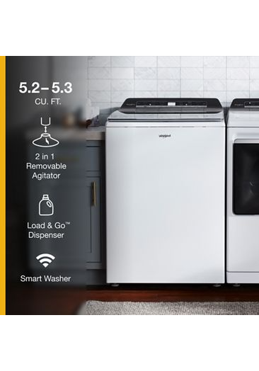 Whirlpool 4.7 cu. ft. Top Load Washer with Agitator, Adaptive Wash  Technology, Quick Wash Cycle and Pretreat Station in White WTW5105HW - The  Home Depot